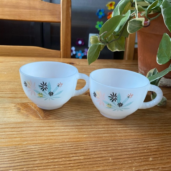 Vintage Milk Glass Tea Cups